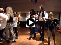 Click for video - "Dawns Harlech" -  at a Glam Rock fancy dress birthday barn dance with music from Pluck & Squeeze.