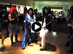 Video clip of the glam rock birthday barn dance in Cardiff.