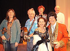 Click for full size. A fancy dress barndance with music by the Pluck & Squeeze Band.