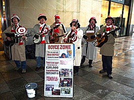 Boycezone collecting for Tenovus before the Wales - All Blacks match.