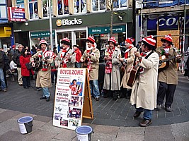 Click for full size picture of Boycezone singing on the streets of Cardiff before the Wales - France Grand Slam