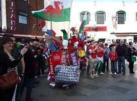 Click for full size pictures of Boycezone at the Wales - Italy Six Nations Rugby International at Cardiff, collecting for Touch Trust Charity