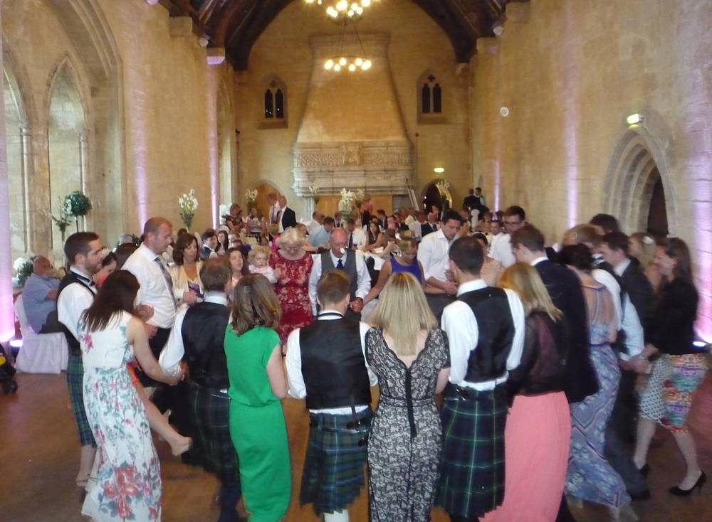 Wedding ceilidh at Saint Donat's Castle.